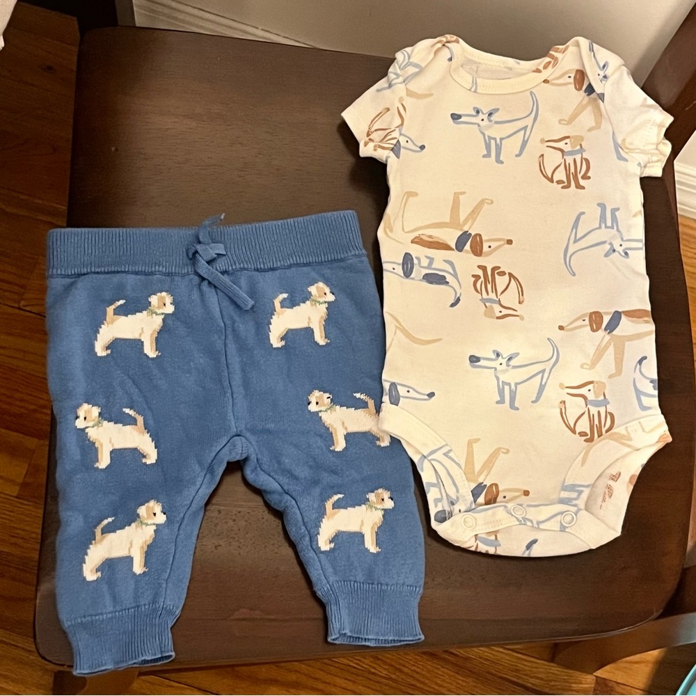 Dog Print Baby Outfit Set